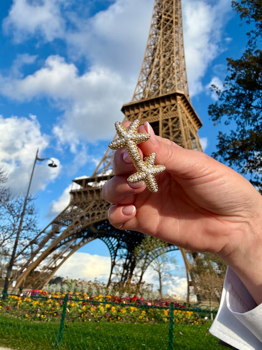 Naušnice morska zvijezda izrađene od ehrđajućeg čelika sa pozlatom